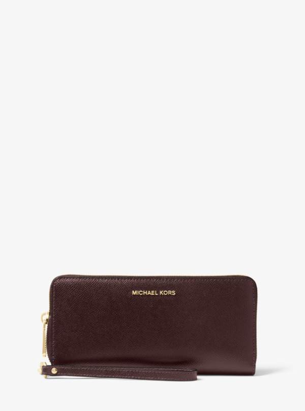 Damske Penazenky Michael Kors Leather Continental Wristlet Bordove - Doplnky Michael Kors Levně | PXHUA-9248